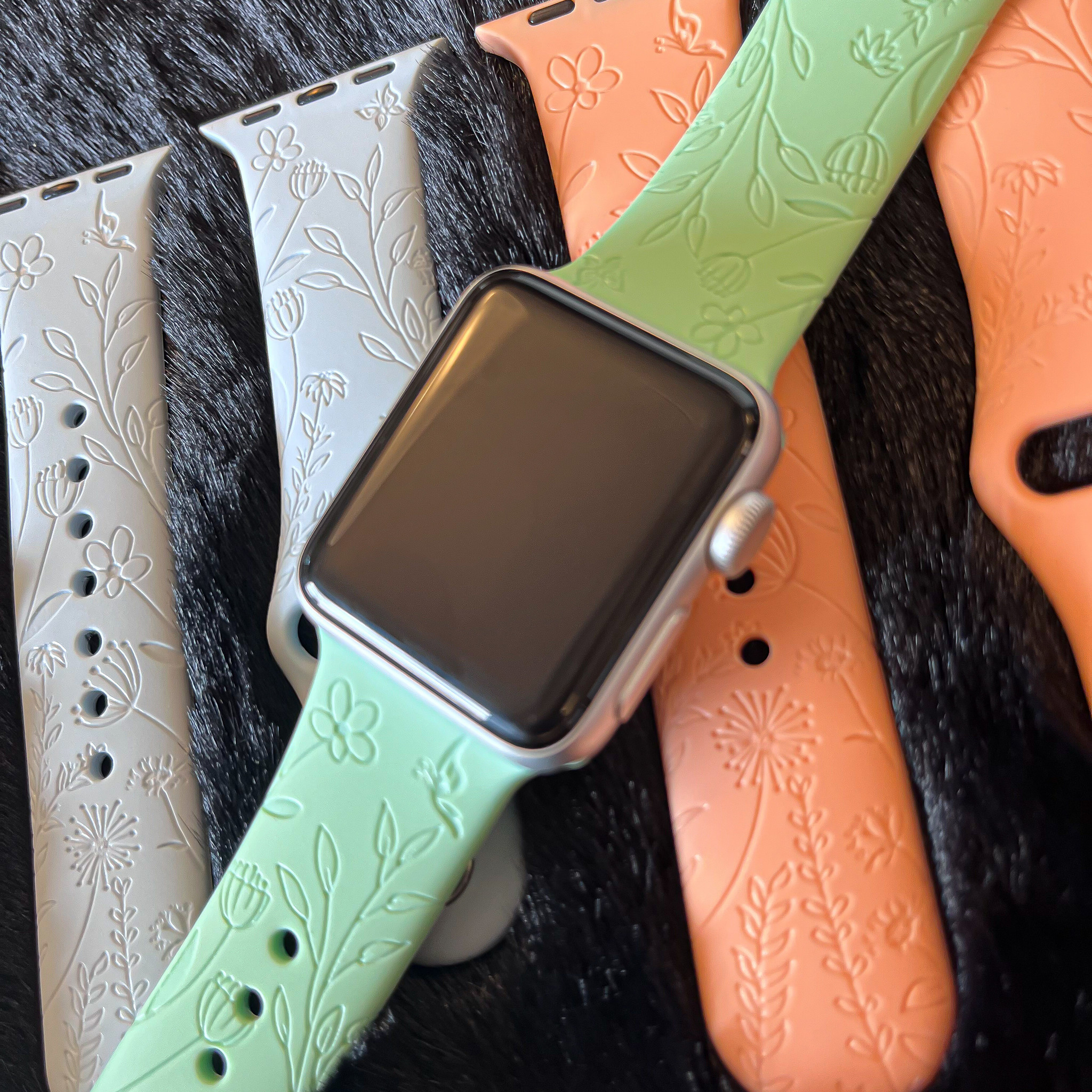 Apple Watch Print Sport Strap - Floral Green