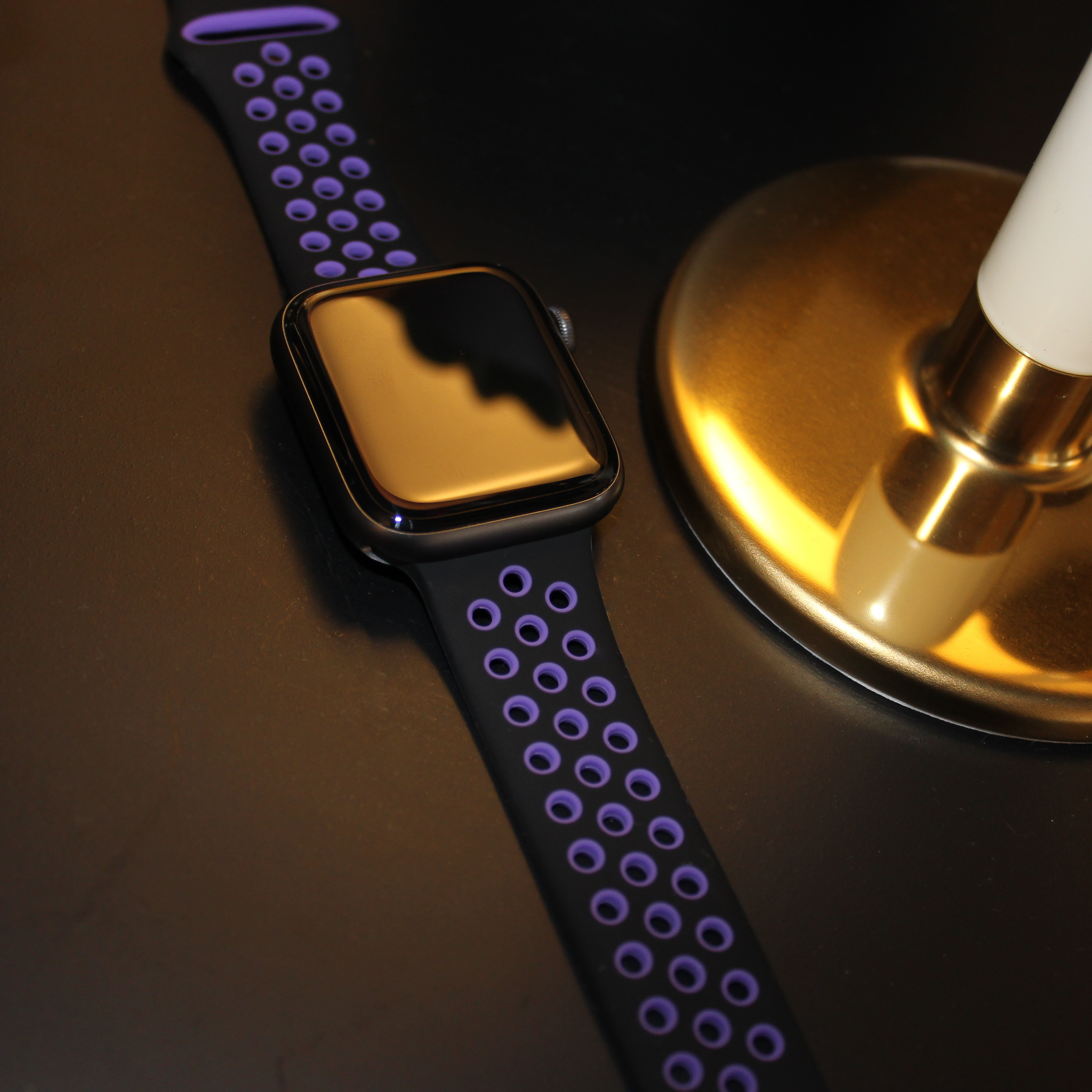 Apple Watch Double Sport Strap - Black Hyper Grape