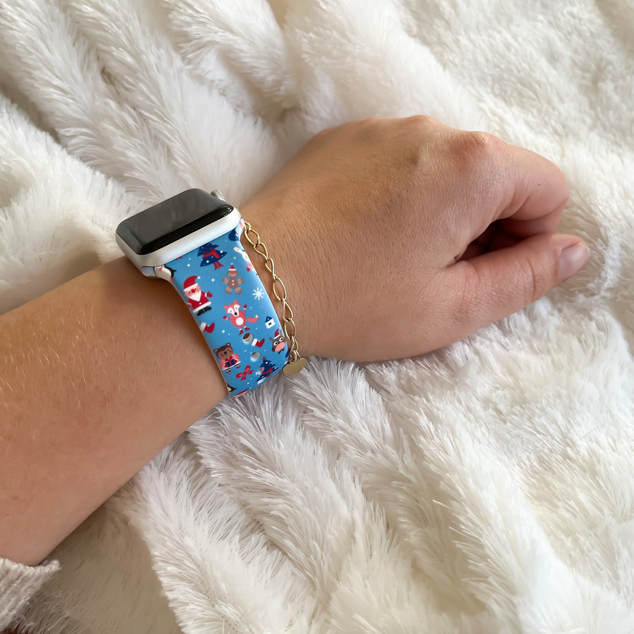 Apple Watch Print Sport Strap - Christmas Blue