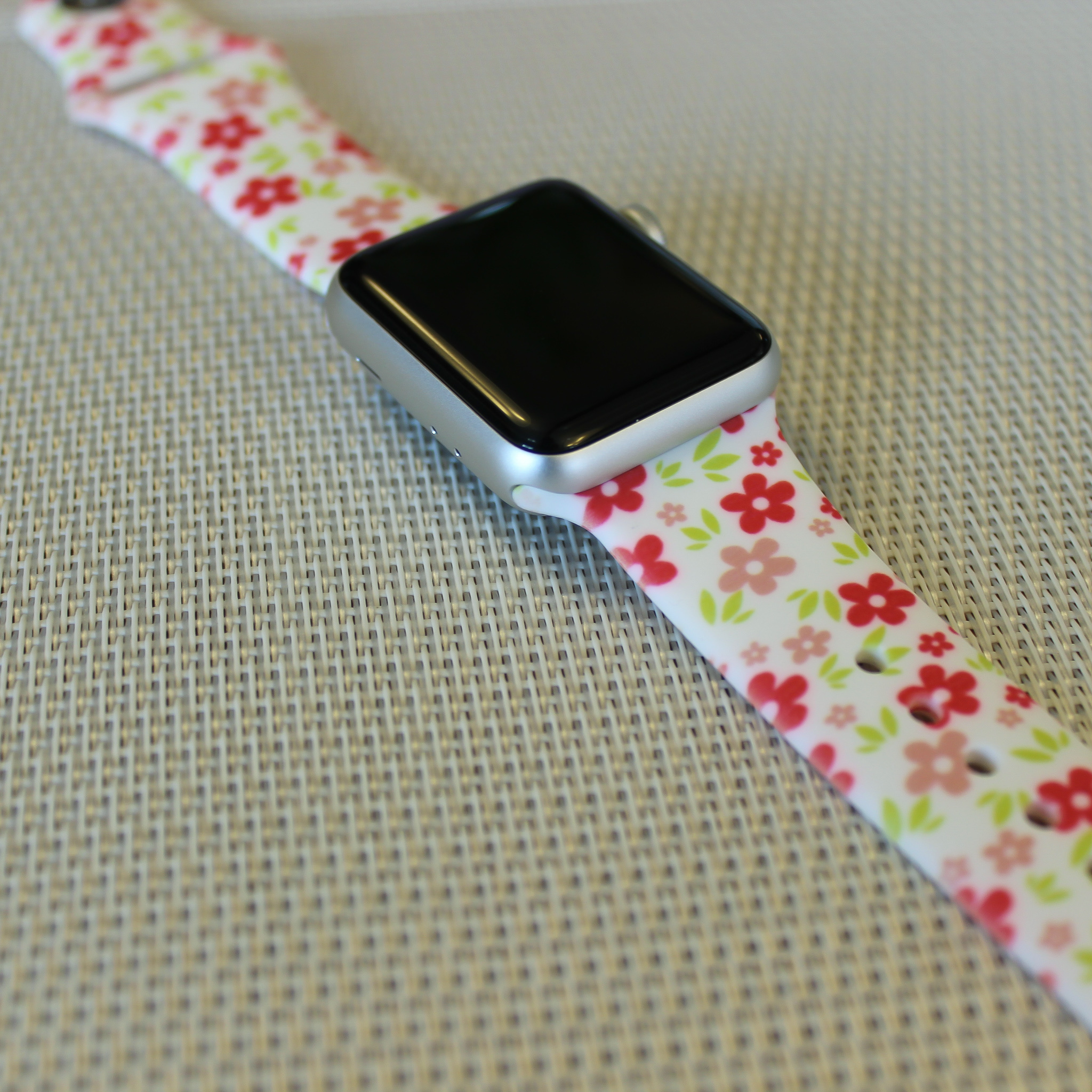 Apple Watch Print Sport Strap - Flowers Red