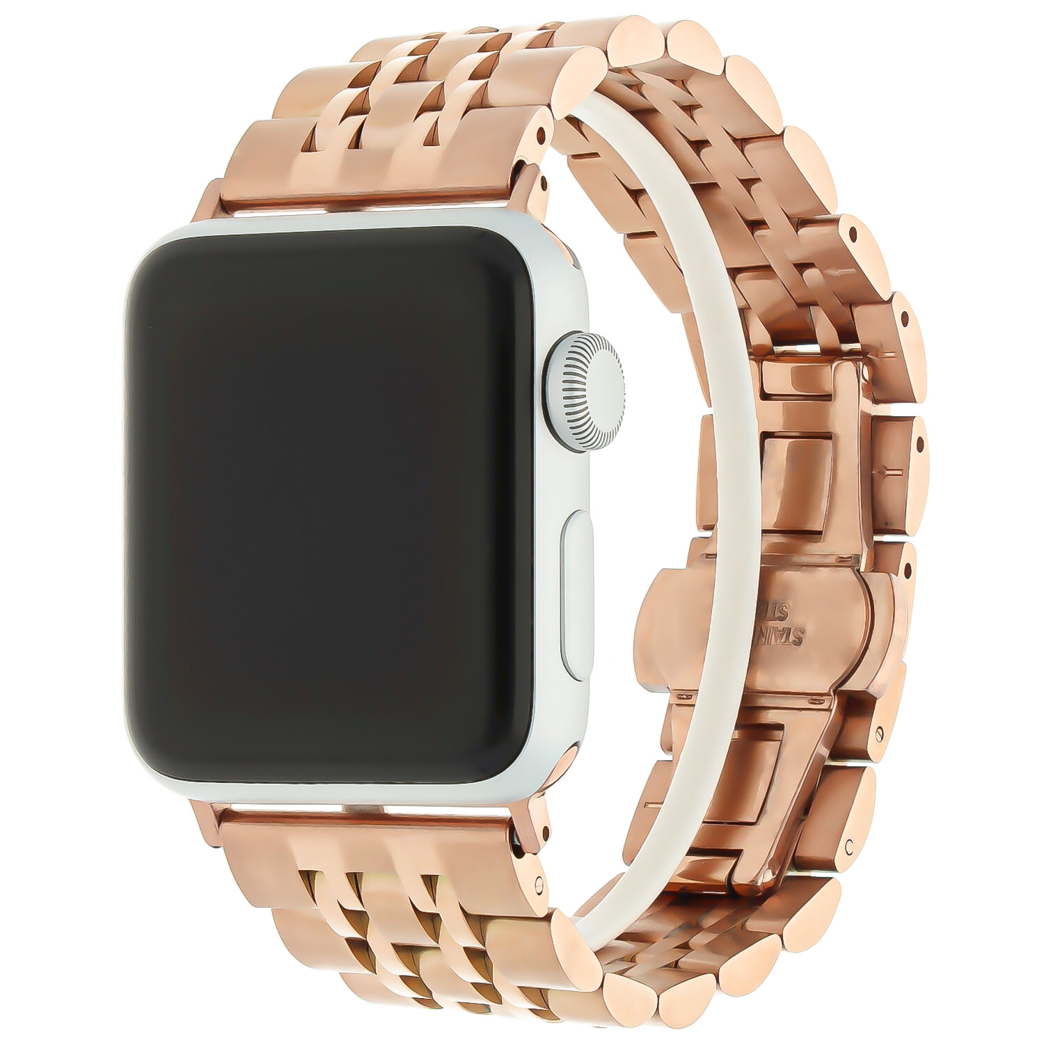 Apple Watch Steel Stainless Steel Link Strap - Rose Gold