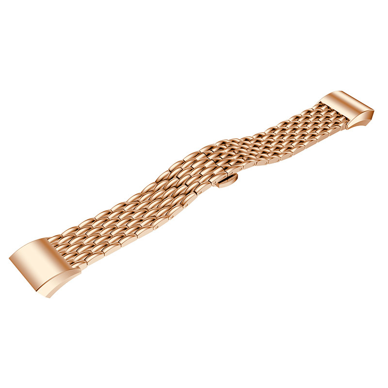 Fitbit Charge 3 &Amp; 4 Dragon Steel Link Strap - Rose Gold