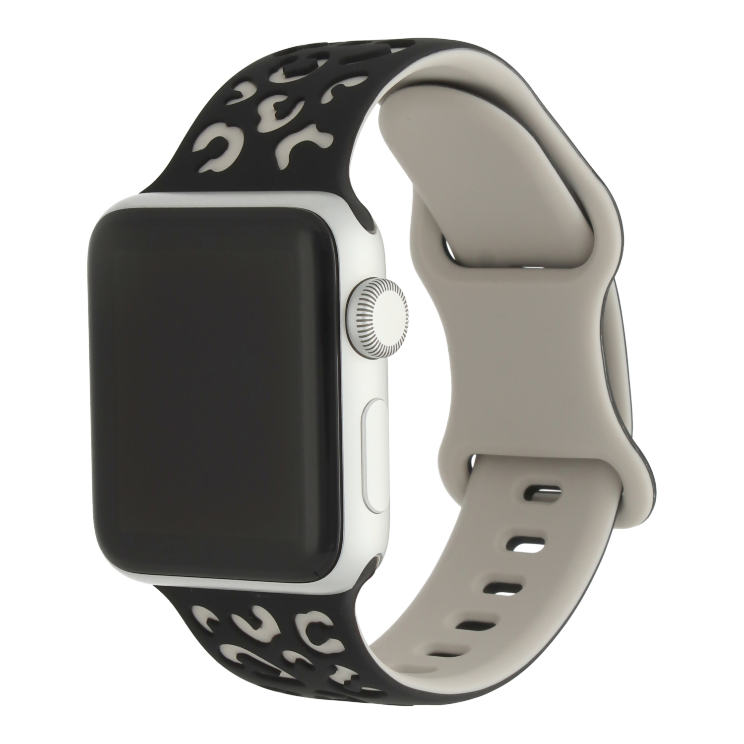 Apple Watch silicone luipaard Wild band -  Zwart Sterrenlicht - 7440850313388 - 123watches