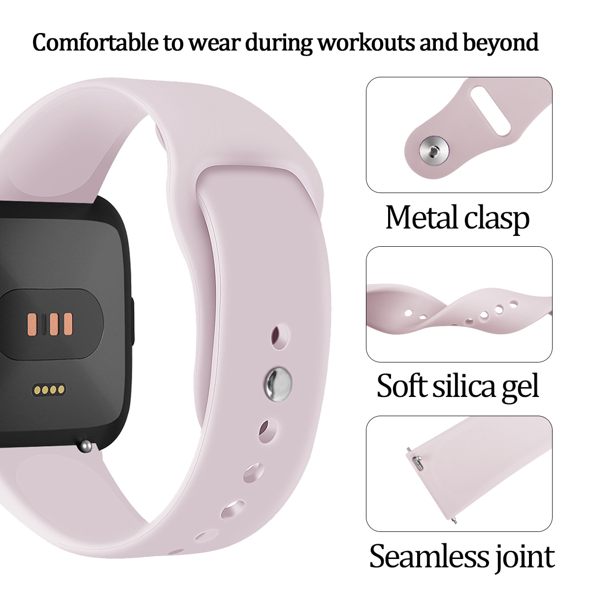 Fitbit Versa Silicone Sport Strap - Pink Sand