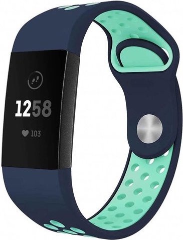 Fitbit Charge 3 &Amp; 4 Double Sport Strap - Dark Blue Light Blue