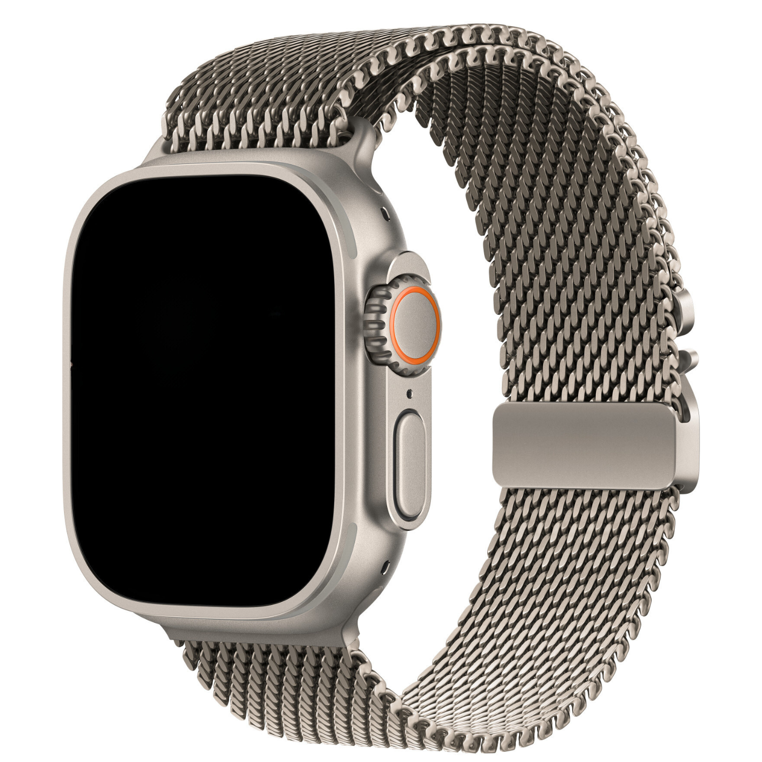 Apple Watch Milanese Buckle Loop Band - Natural Titanium