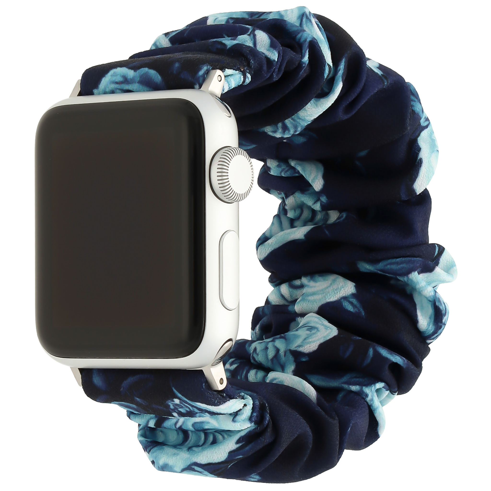 Apple Watch Nylon Scrunchie Strap - Dark Blue Roses