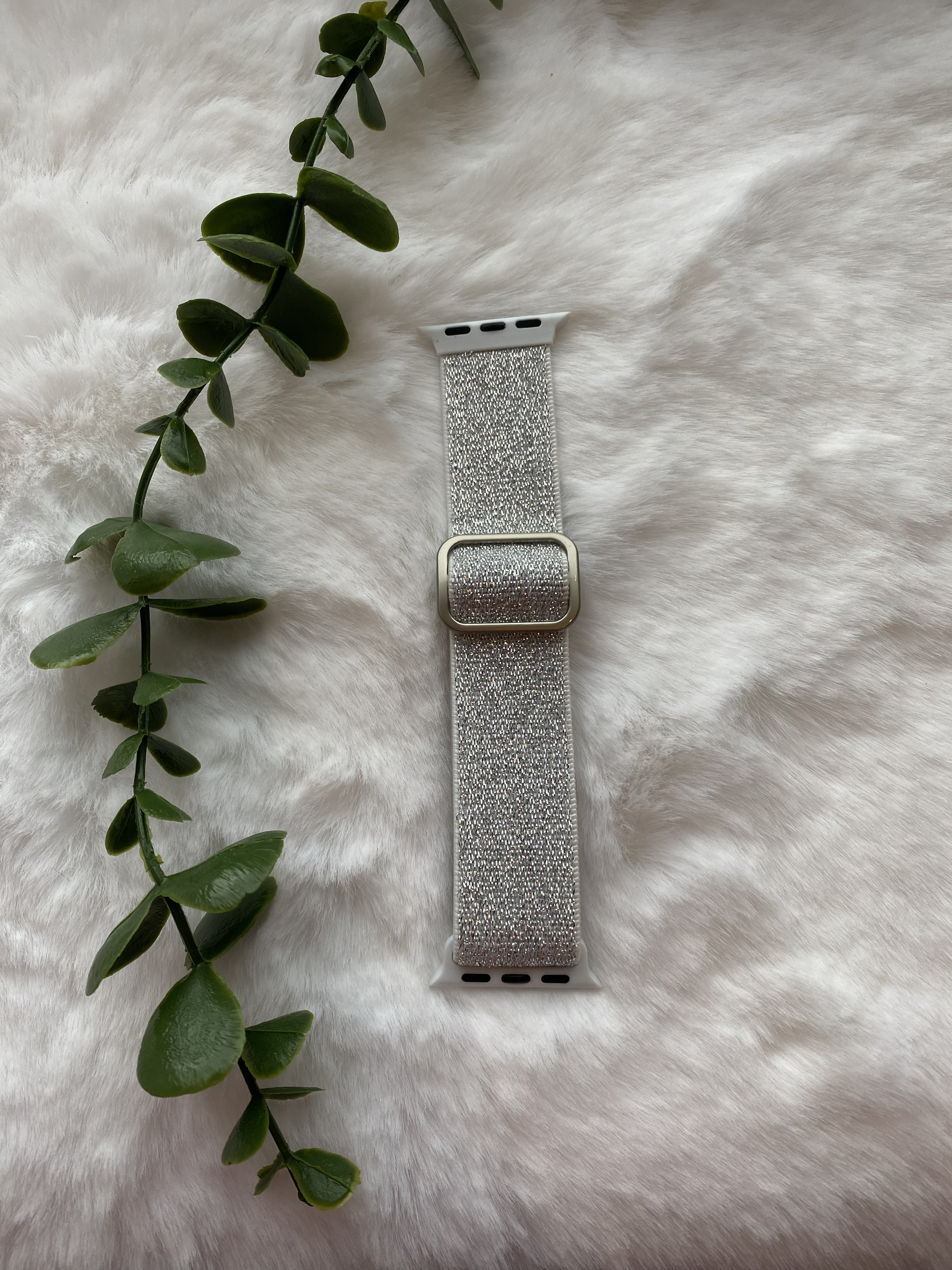 Apple Watch Nylon Woven Solo Strap - Glitter White