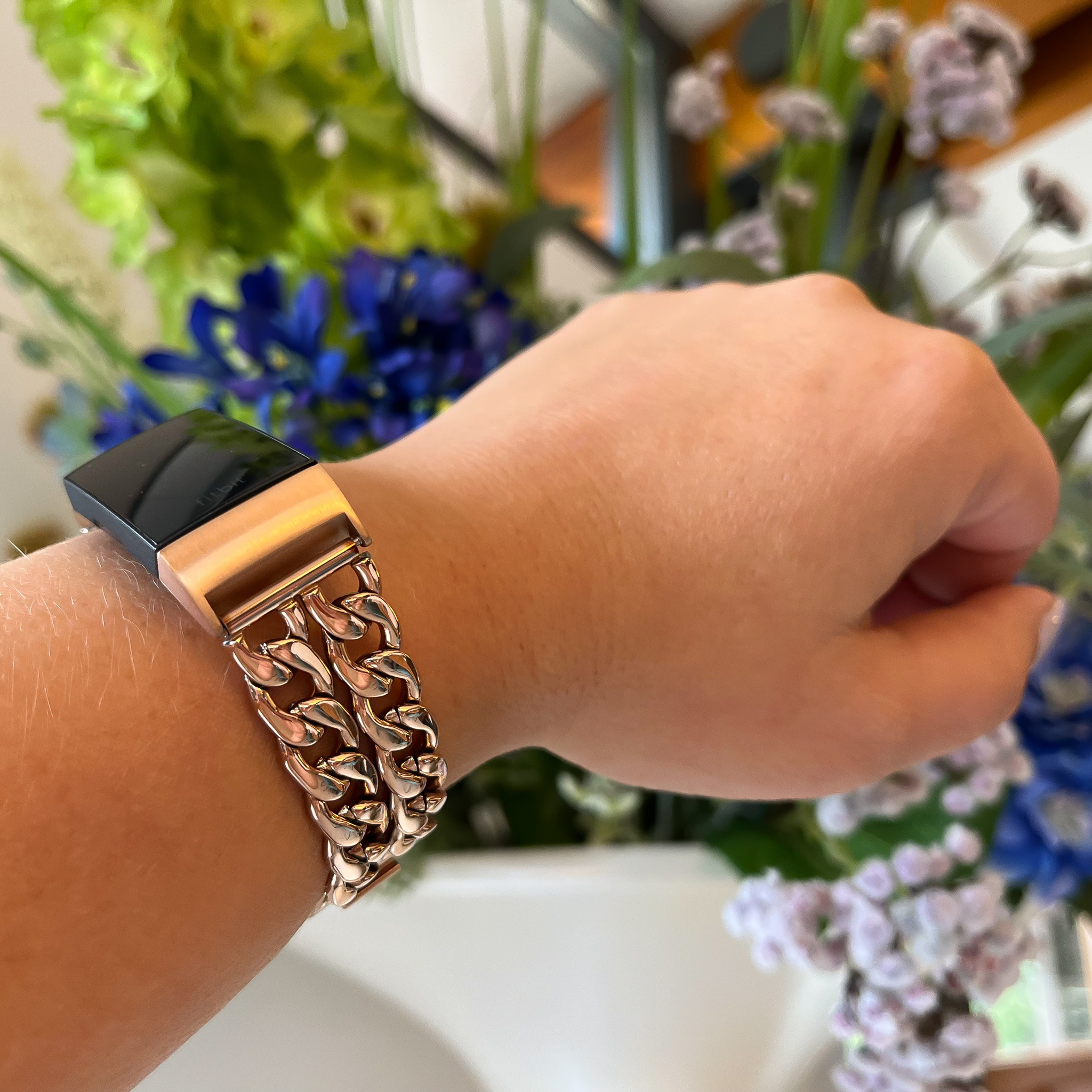 Fitbit Charge 3 &Amp; 4 Cowboy Steel Link Strap - Rose Gold