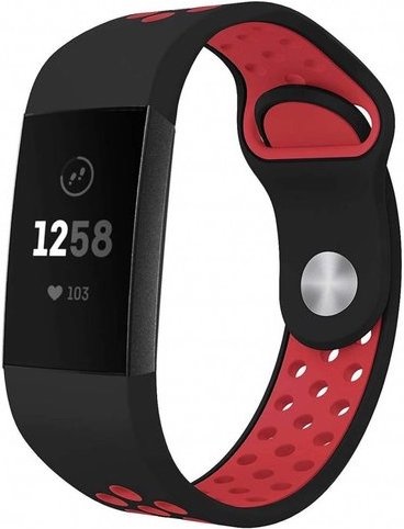 Fitbit Charge 3 &Amp; 4 Double Sport Strap - Black Red