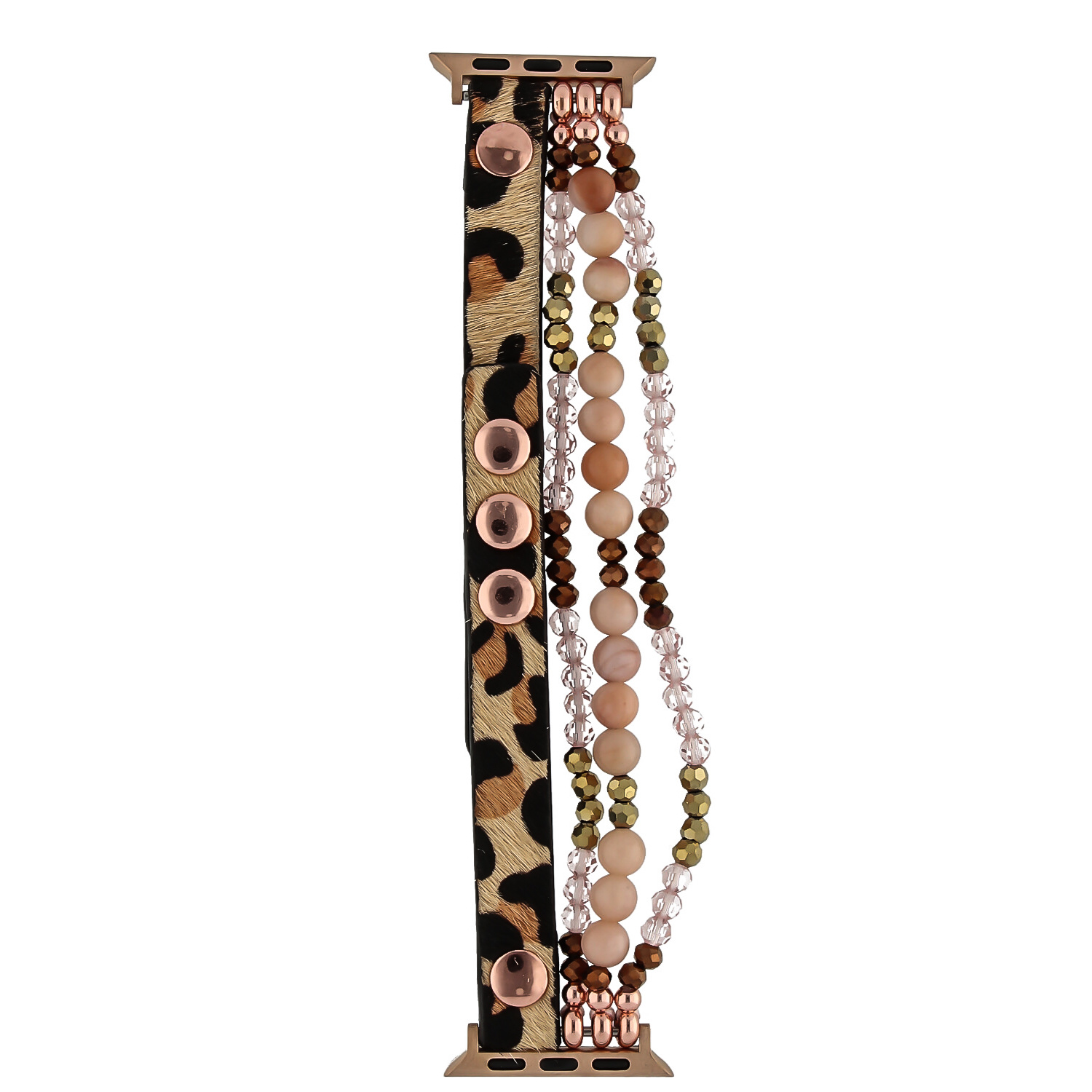 Apple Watch Leather Jewellery Strap - Leopard Pink Gold