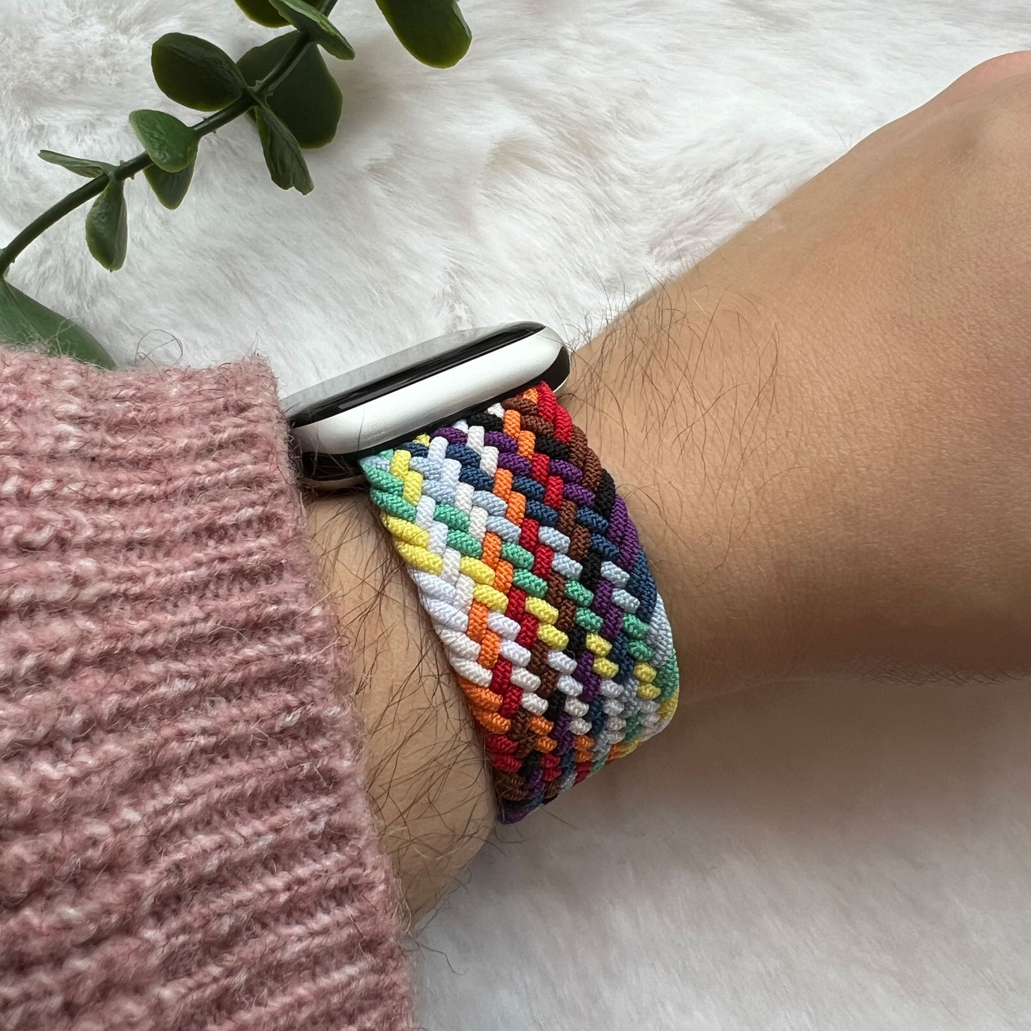 Apple Watch nylon gevlochten solo band - kleurrijk fel sfeer2