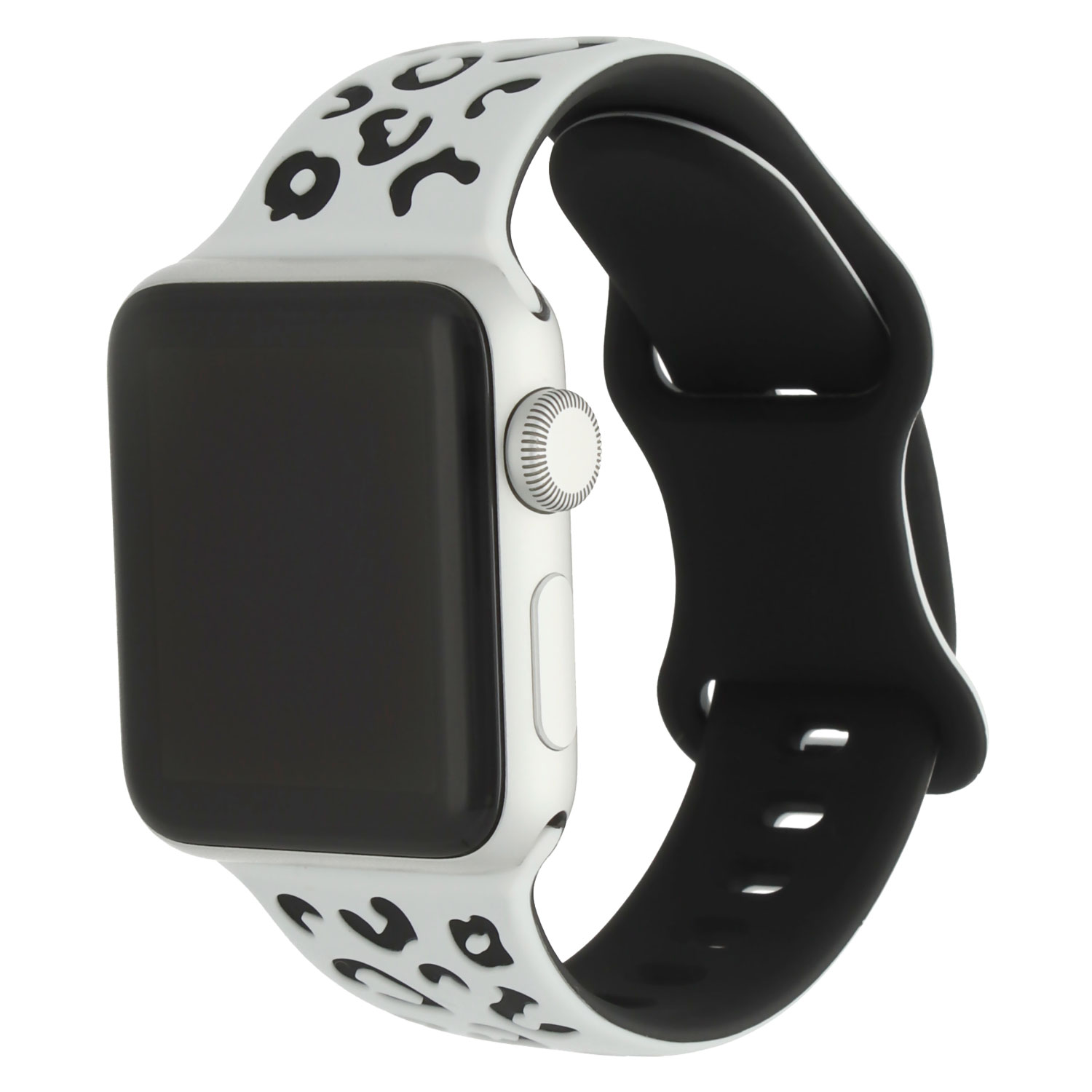 Apple Watch silicone luipaard Wild band - Wit Zwart - 7440850314323 - 123watches