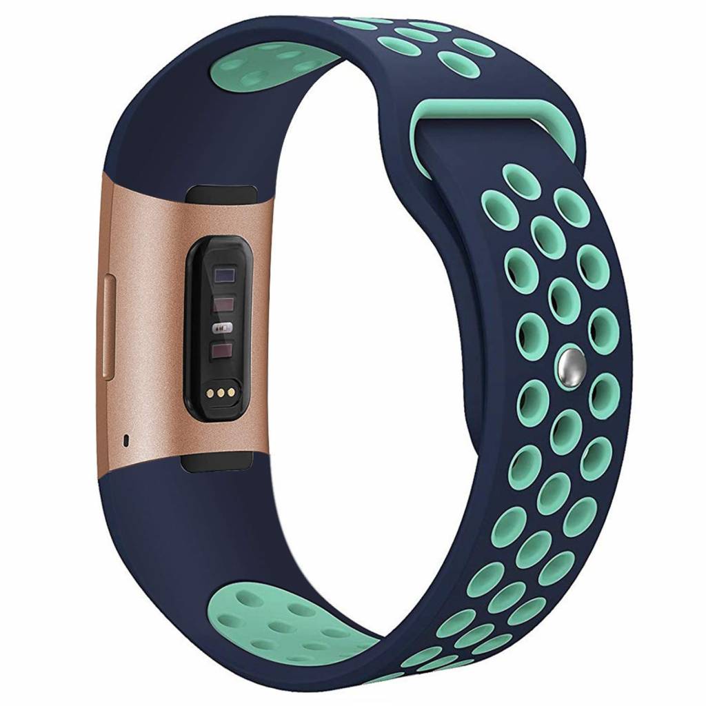 Fitbit Charge 3 &Amp; 4 Double Sport Strap - Dark Blue Light Blue