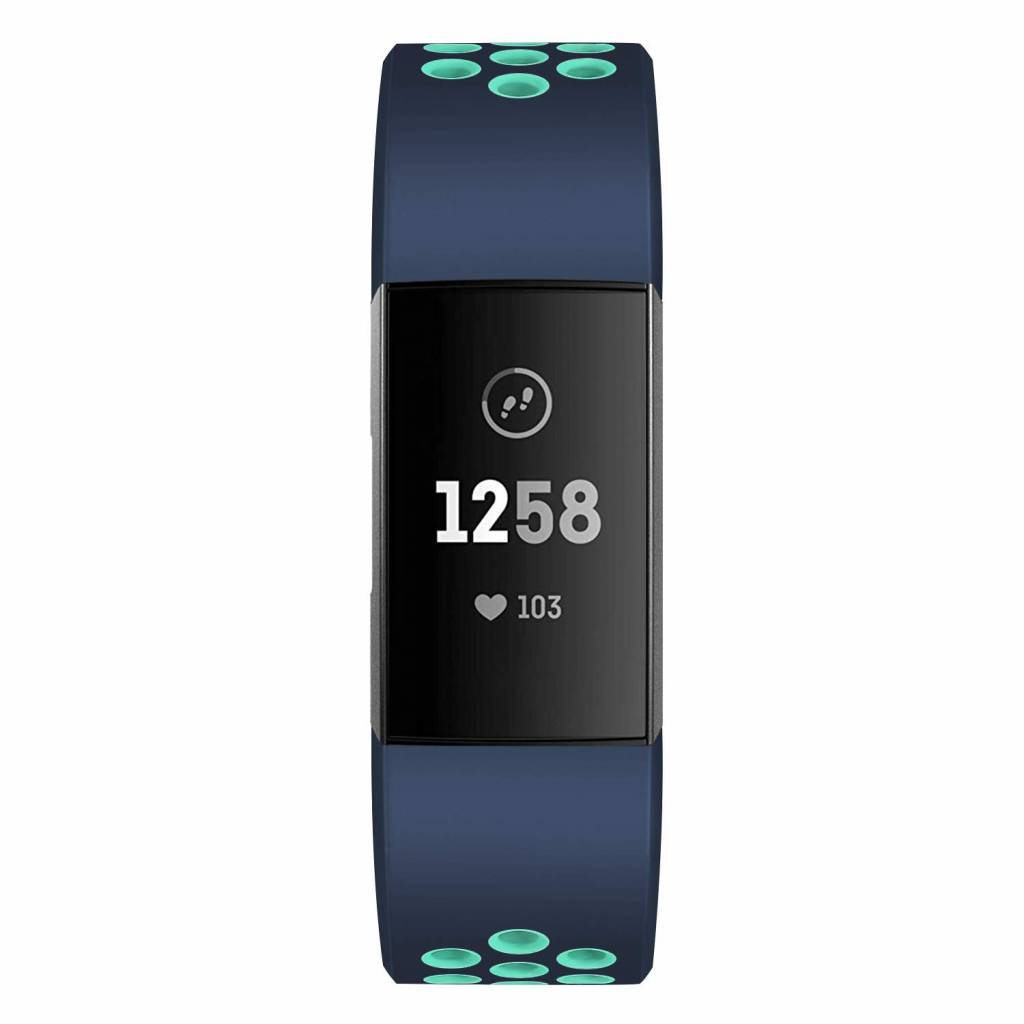 Fitbit Charge 3 &Amp; 4 Double Sport Strap - Dark Blue Light Blue