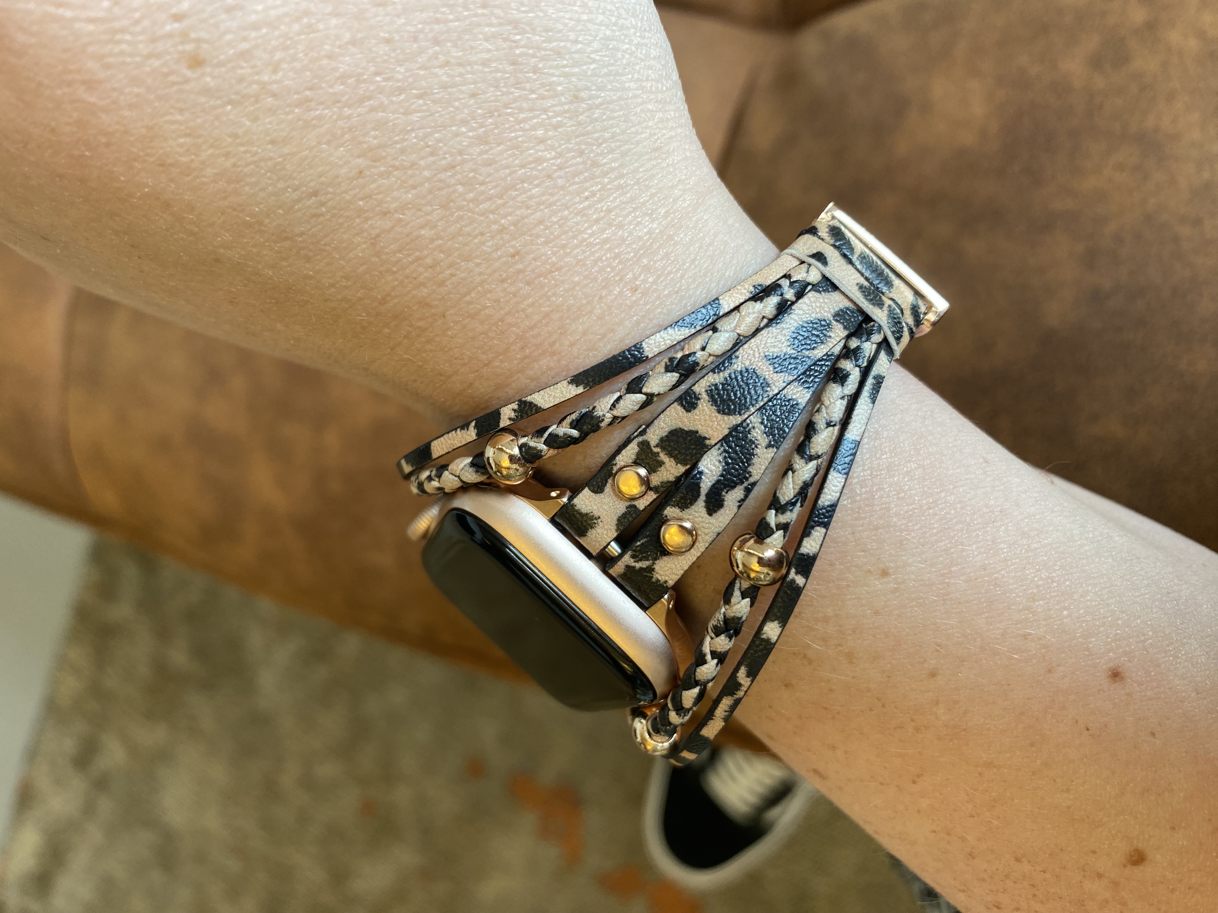 Apple Watch Leather Jewellery Strap - Leopard