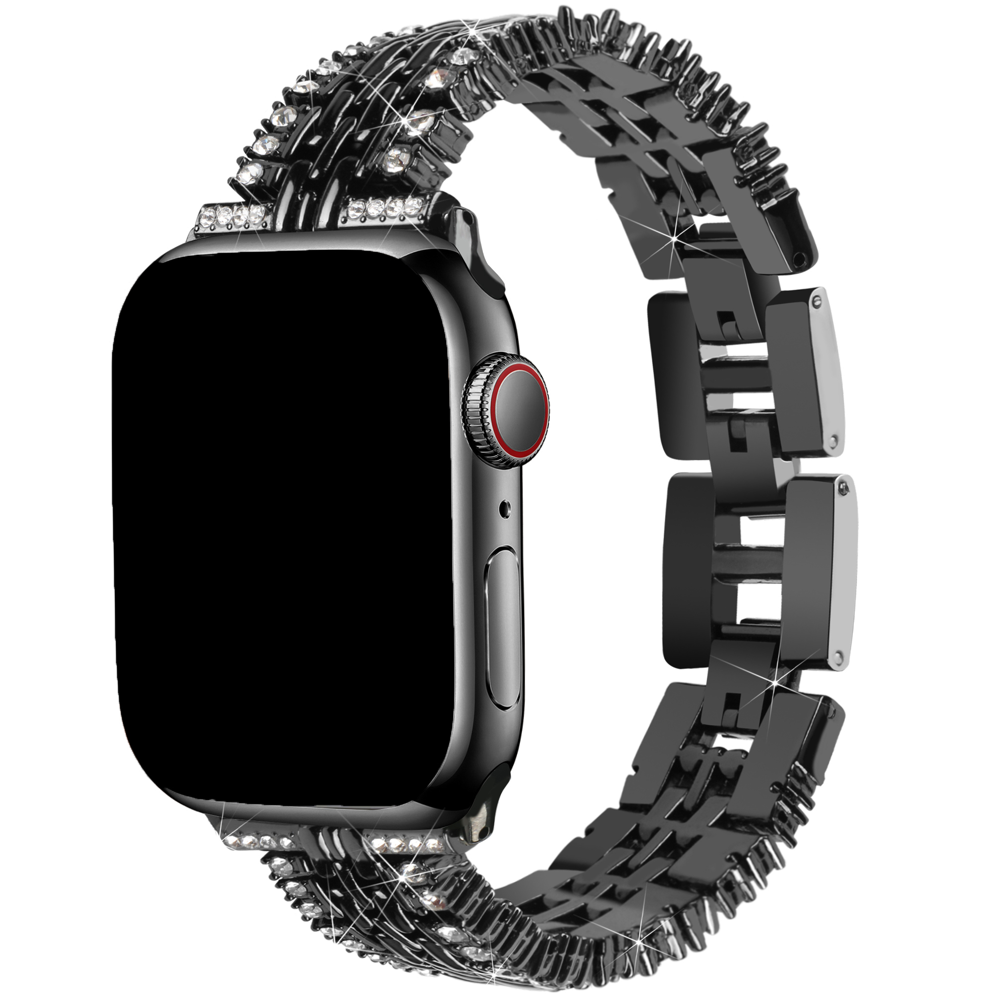  Apple Watch Diamond Steel Link Band Eline - Black