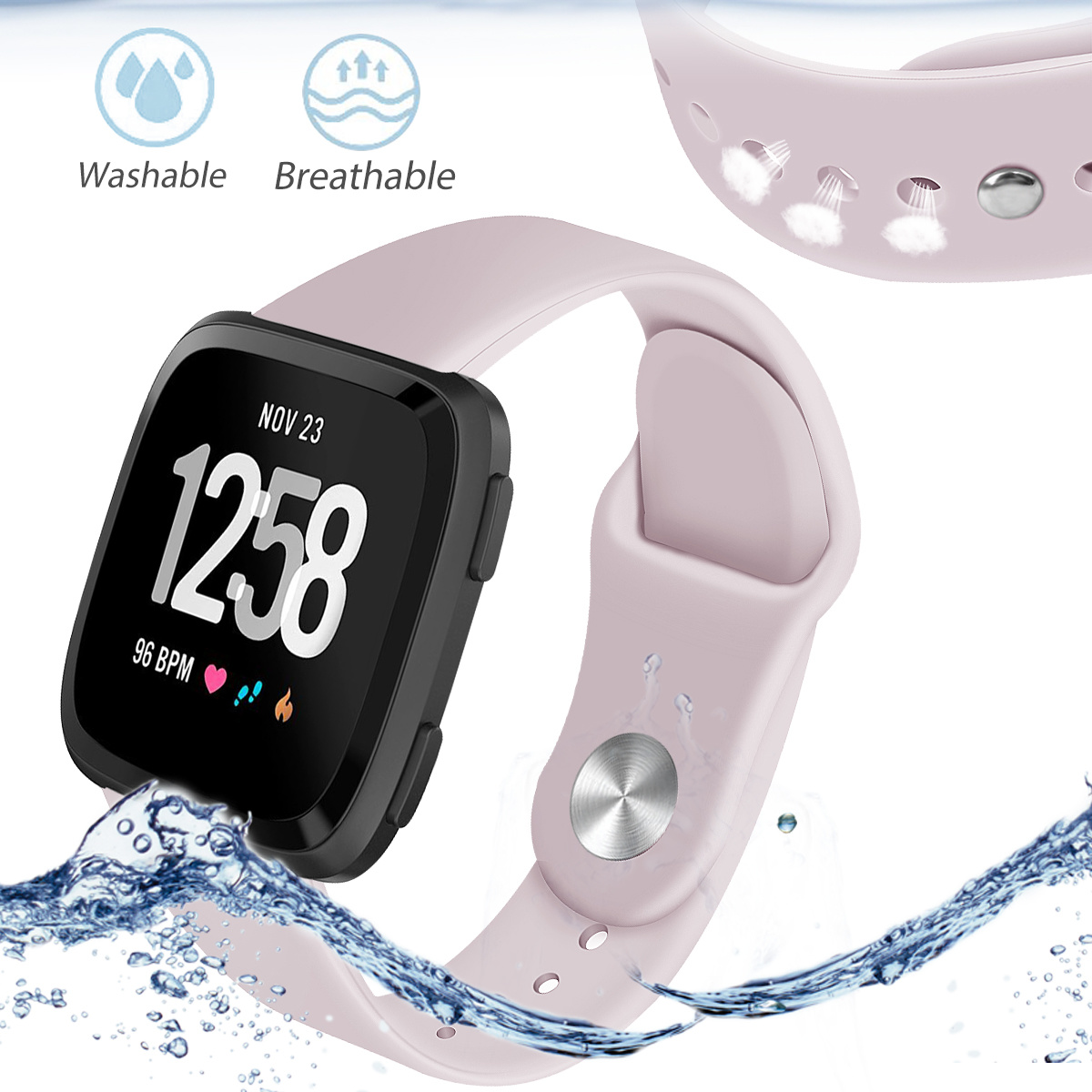 Fitbit Versa Silicone Sport Strap - Pink Sand