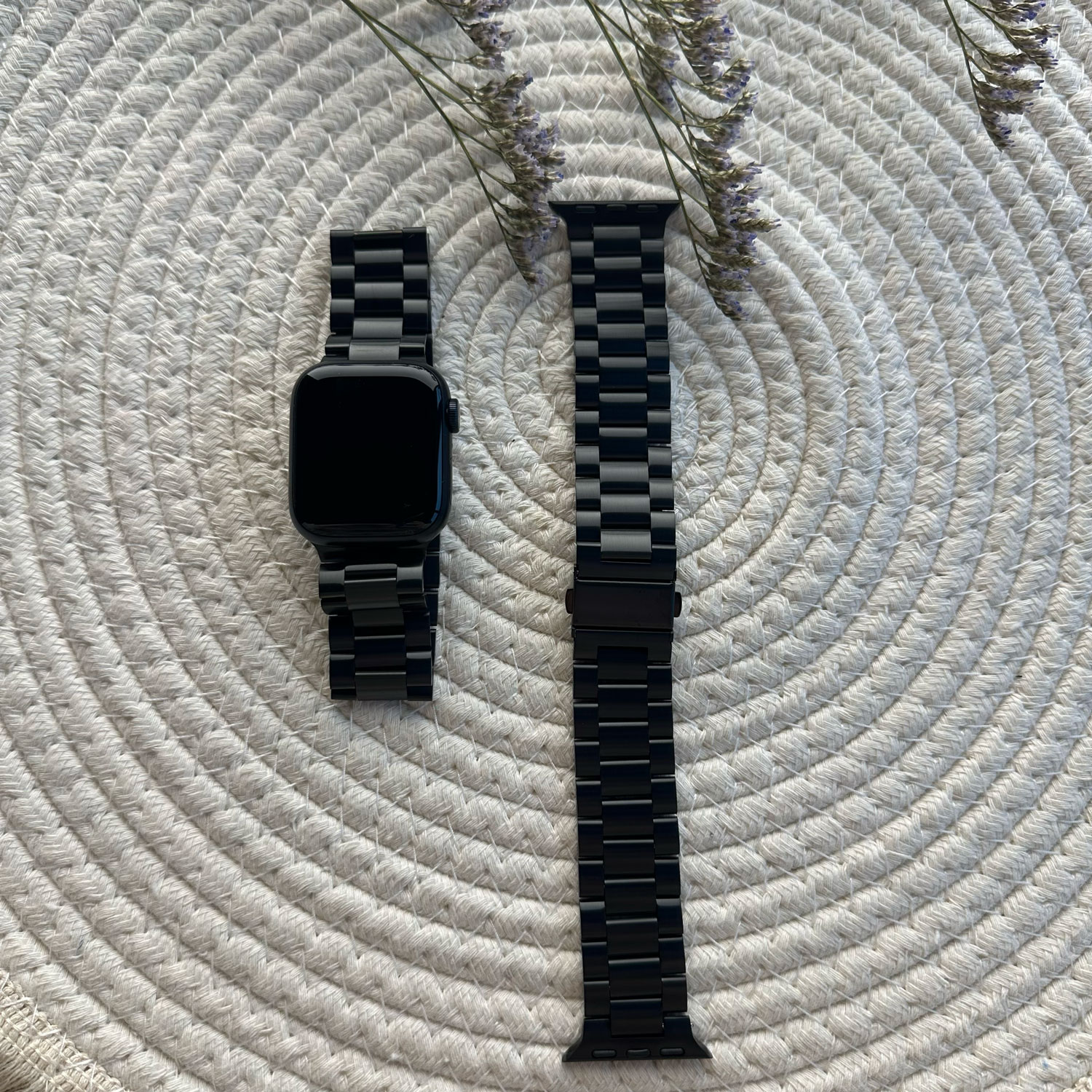 Apple Watch Beads Steel Link Strap - Black