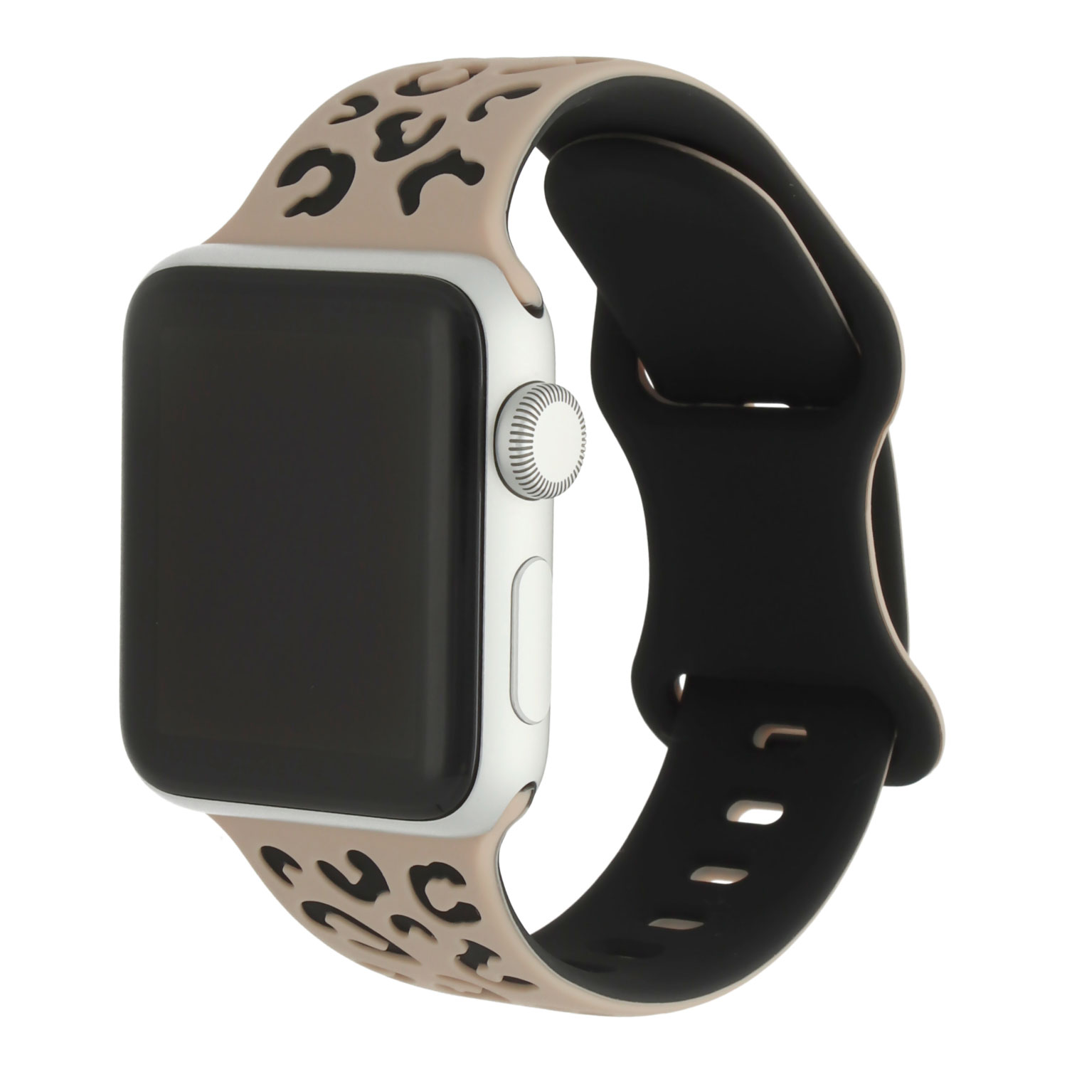 Apple Watch silicone luipaard Wild band -  Lichtbruin Zwart - 7440850314385 - 123watches