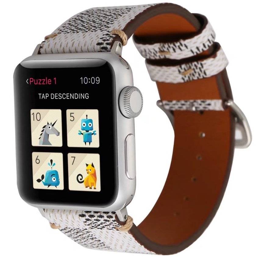 Apple Watch Leather Grid Strap - White