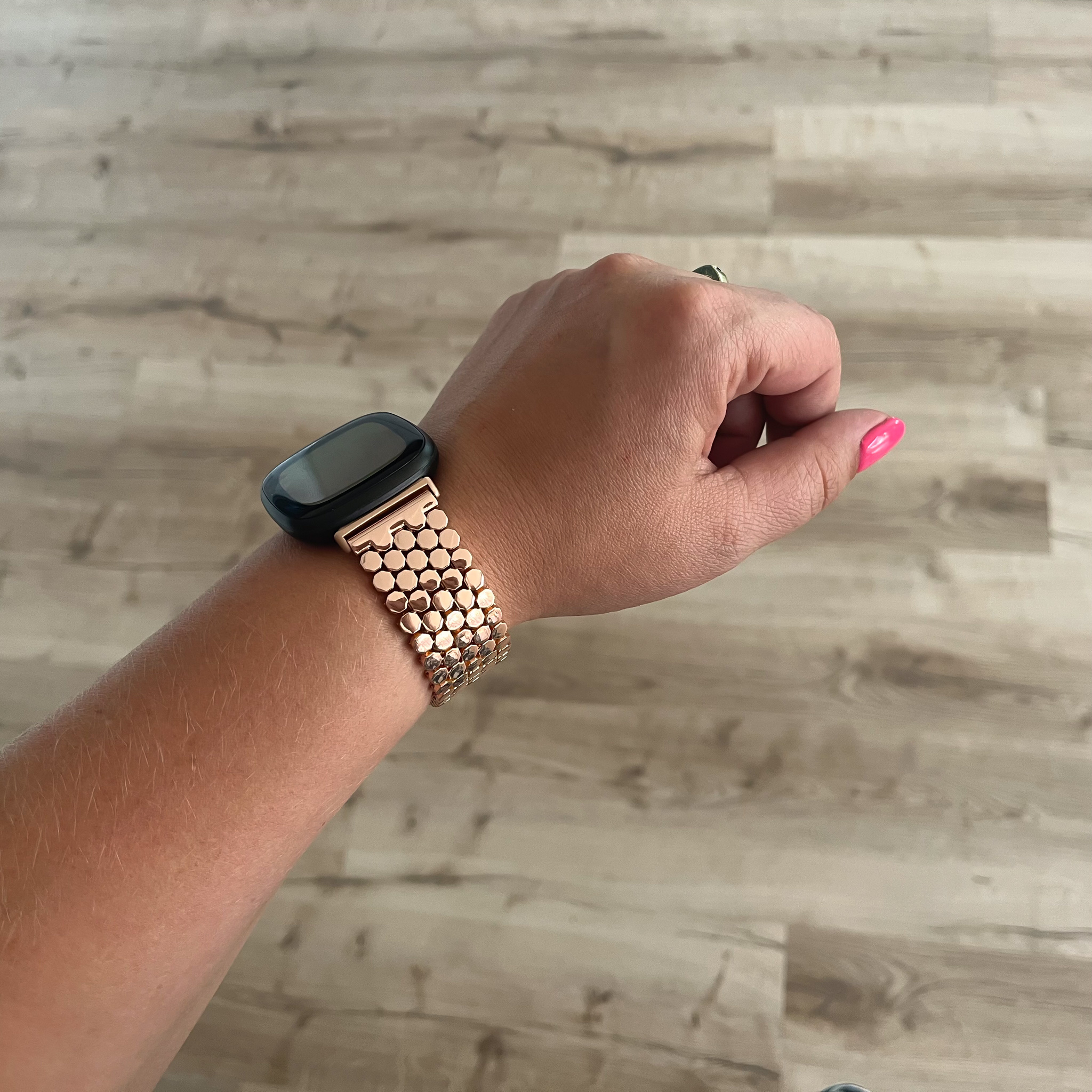 Fitbit Versa 3 / Sense Vis Steel Link Strap - Rose Gold