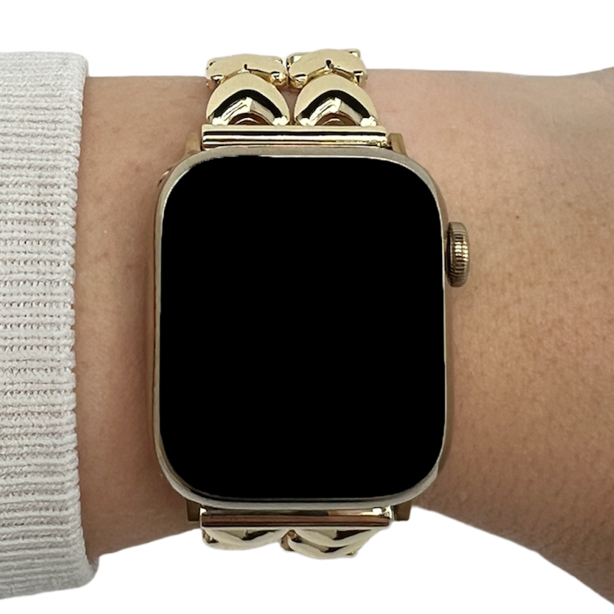 Apple Watch Heart Steel Link Strap - Gold